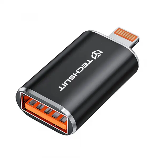 Adaptor OTG Lightning - USB-A Techsuit A6 HyperPort, Negru Portocaliu