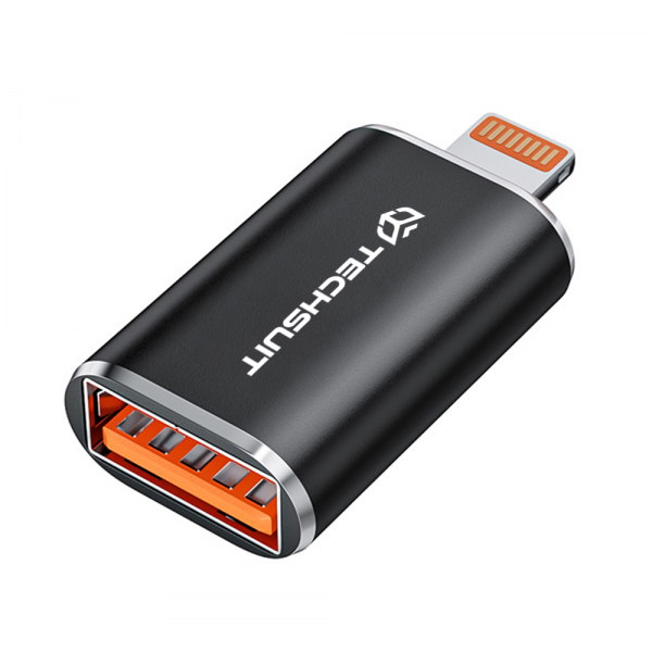Adaptor OTG Lightning - USB-A Techsuit A6 HyperPort, Negru Portocaliu