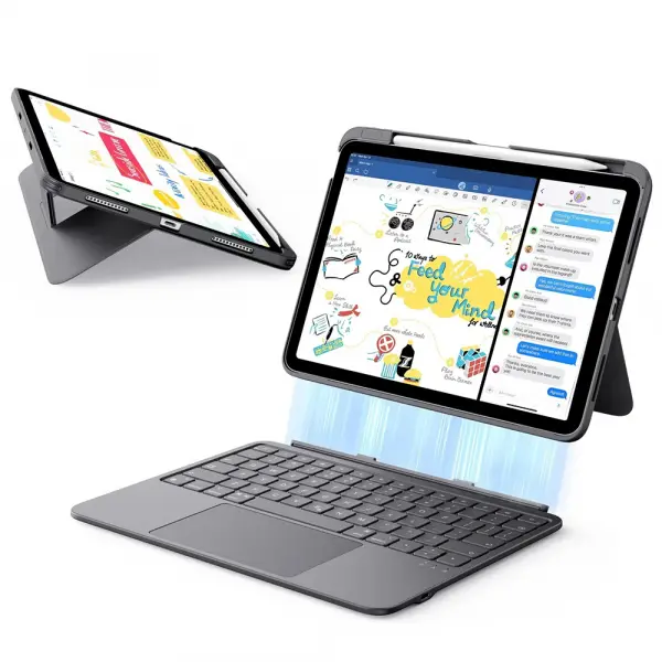 Husa cu Tastatura pentru Apple iPad (2025) / (2022), ESR, Flex, Gri