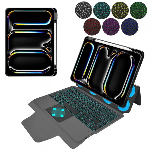 Husa cu Tastatura pentru Apple iPad Pro 11 (2024), Techsuit, KeyTab Pro, Neagra