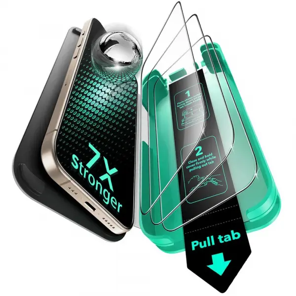 Folie de protectie Ecran ESR Armorite UltraFit pentru Apple iPhone 17 Pro Max, Sticla Securizata, Full Glue, Set 3 bucati, Neagra