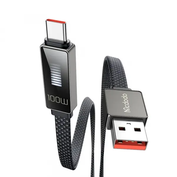Cablu Date si Incarcare USB-A - USB-C McDodo CA-4980 Rythm Display, 100W, 1.2m, Negru