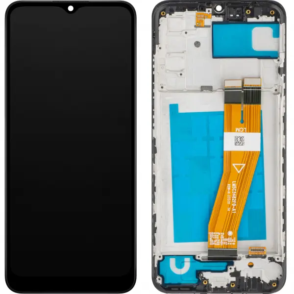 Display cu Touchscreen MP compatibil cu Samsung Galaxy A02s A025F, cu Rama, Negru