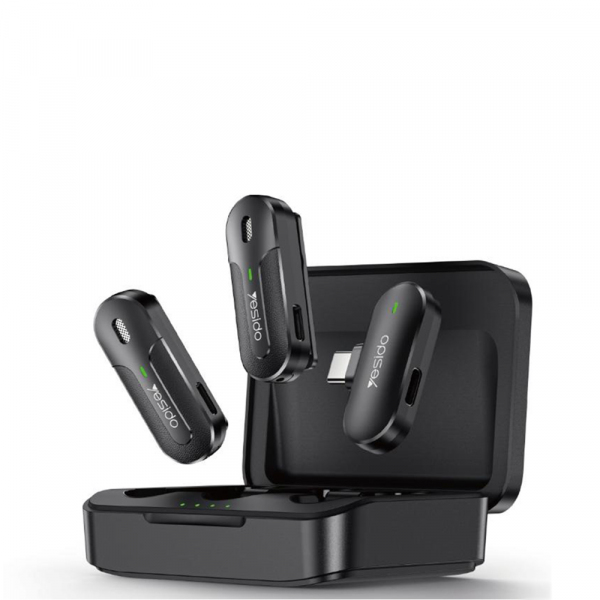 Lavaliera Yesido KR17, USB-C, Set 2 bucati, Neagra