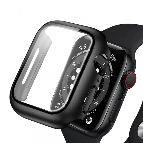 Husa Anank Screen Guard pentru Apple Watch Series 7 41mm, Neagra