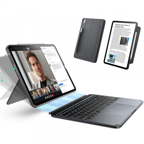 Husa cu Tastatura pentru Apple iPad (2025) / (2022), ESR, Shift, Gri