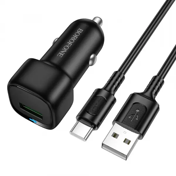 Incarcator Auto Cu Cablu USB-C Borofone BZ34 Cloud, 18W, 3A, 1 x USB-A, Negru