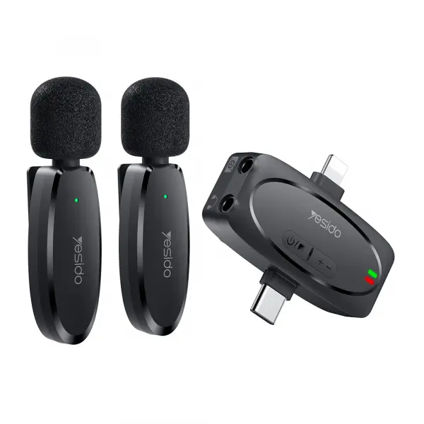 Lavaliera Yesido KR15, USB-C / Lightning, Set 2 bucati, Neagra
