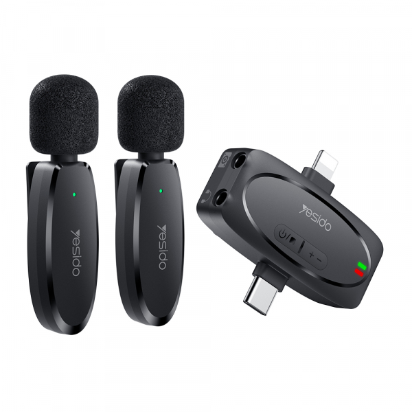 Lavaliera Yesido KR15, USB-C / Lightning, Set 2 bucati, Neagra