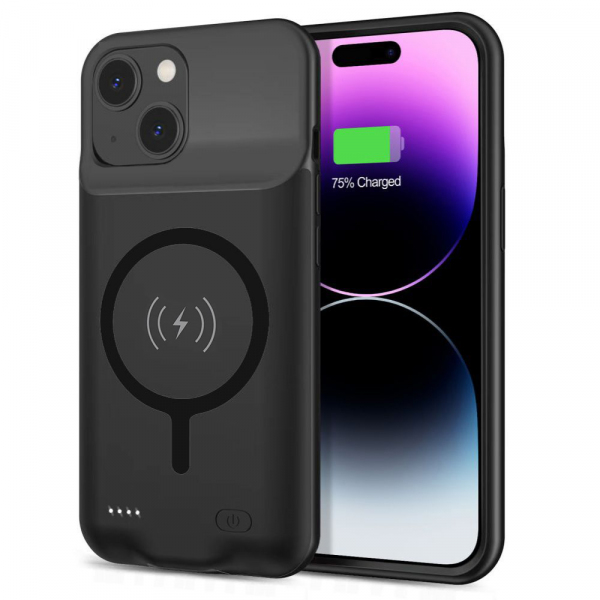 Baterie Externa Tip Husa Wireless Techsuit Power Pro Battery pentru Apple iPhone 15 Plus, 8500mAh, Neagra