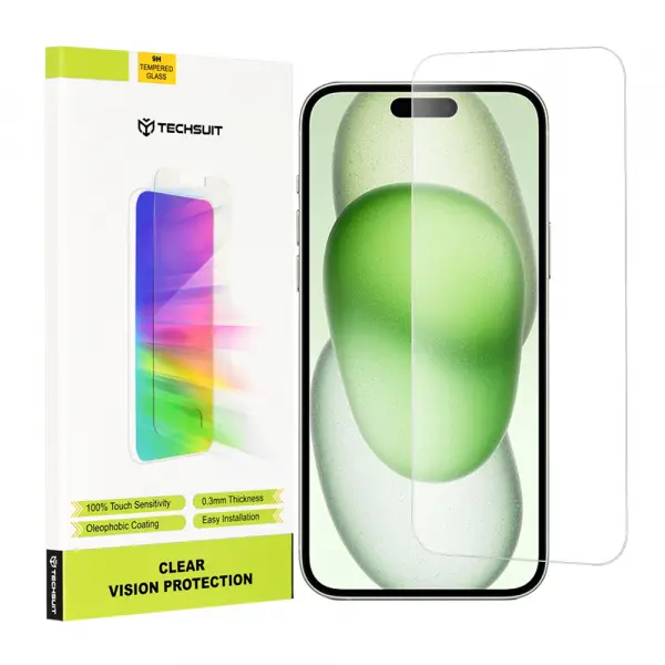 Folie de protectie Ecran Techsuit Clear Vision pentru Apple iPhone 16 Plus / 15 Plus / 15 Pro Max, Sticla Securizata, Full Glue