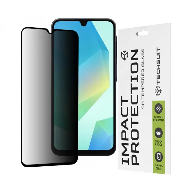 Folie de protectie Ecran Privacy Techsuit pentru Samsung Galaxy A16 5G A166 / A16 4G A165, Sticla Securizata, Full Glue, 111D