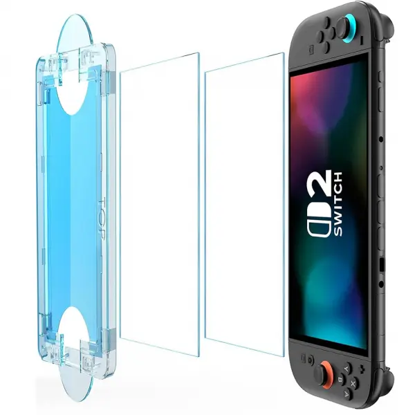 Folie Protectie Ecran Techsuit SwitchAura Applicator pentru Nintendo Switch 2, Sticla Securizata, Set 2 bucati
