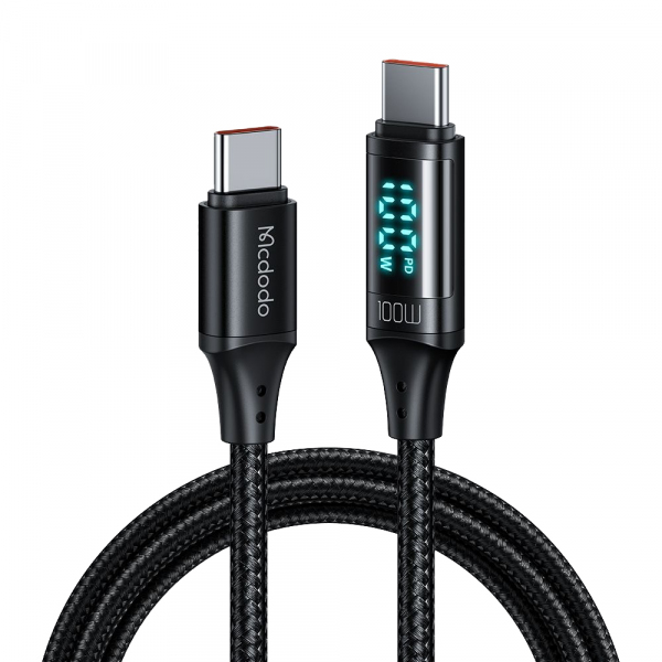 Cablu Date si Incarcare USB-C - USB-C McDodo CA-1100 Display, 100W, 1.2m, Negru