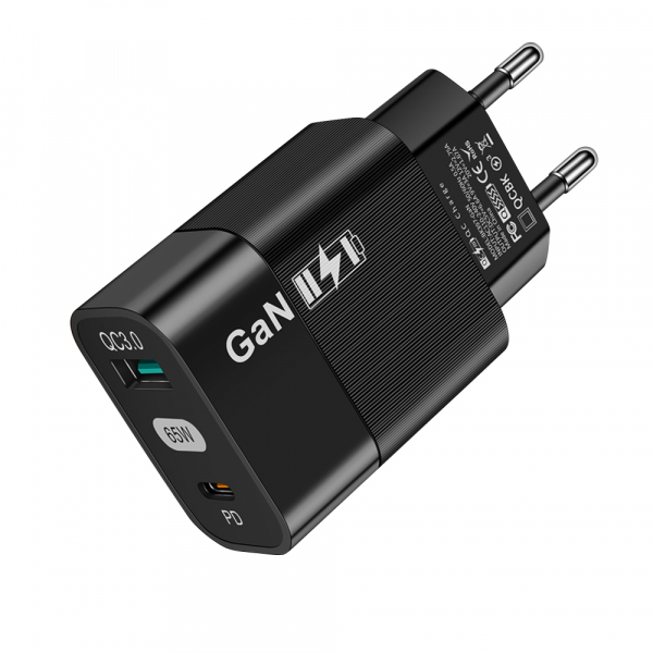 Incarcator Retea Techsuit CHPD131, 65W, 3.25A, 1 x USB-A - 1 x USB-C, Negru