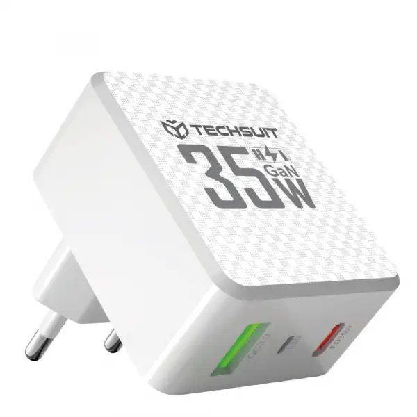 Incarcator Retea Techsuit CHPD173 Tiny, 35W, 3A, 1 x USB-A - 1 x USB-C, Alb