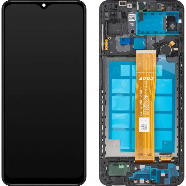 Display cu Touchscreen MP compatibil cu Samsung Galaxy A12 A125 / A12 Nacho A127, cu Rama, Negru