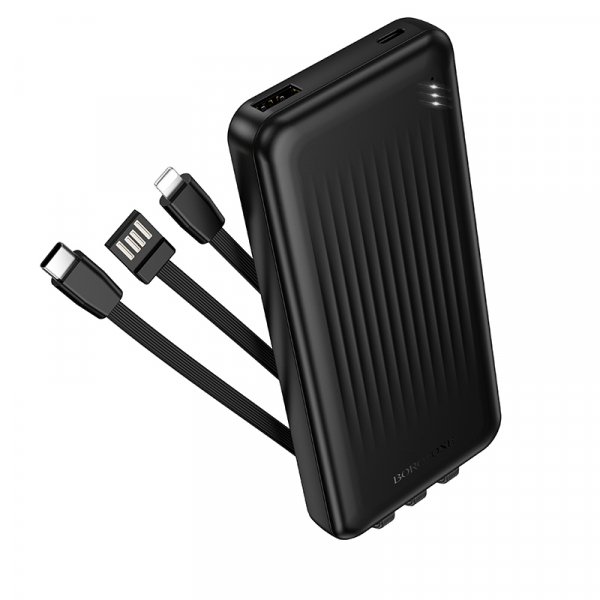Baterie Externa Borofone BJ79 Clever, 10000mAh, 10W, 1 x Lightning - 1 x USB-A - 1 x USB-C, Neagra