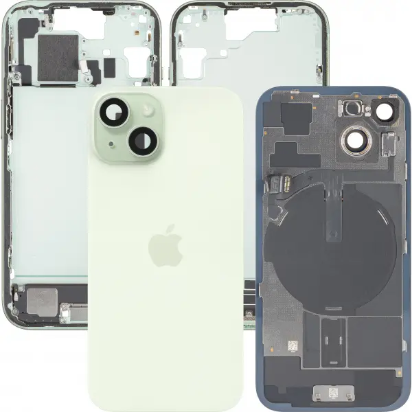 Capac Baterie Apple iPhone 15, Cu Carcasa Mijloc, Full Parts, Verde, Swap