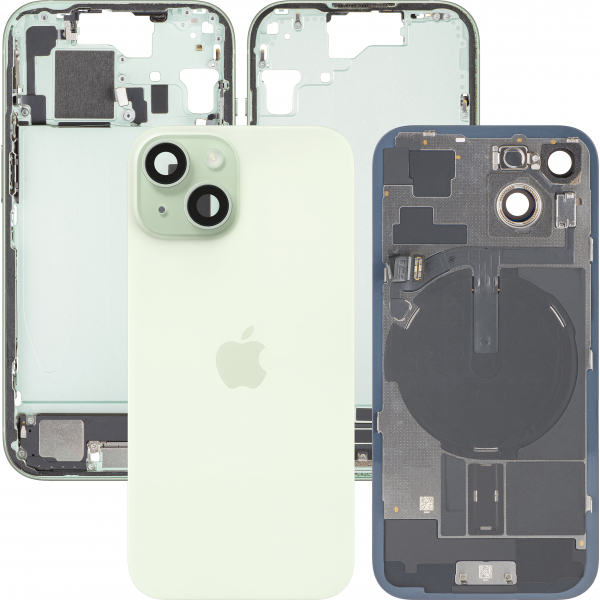 Capac Baterie Apple iPhone 15, Cu Carcasa Mijloc, Full Parts, Verde, Swap