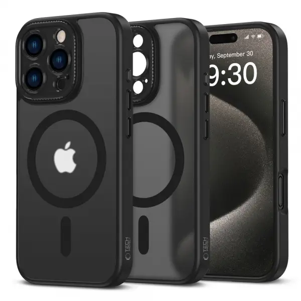 Husa MagSafe pentru Apple iPhone 16 Pro, Tech-Protect, Magcam, Neagra Mata