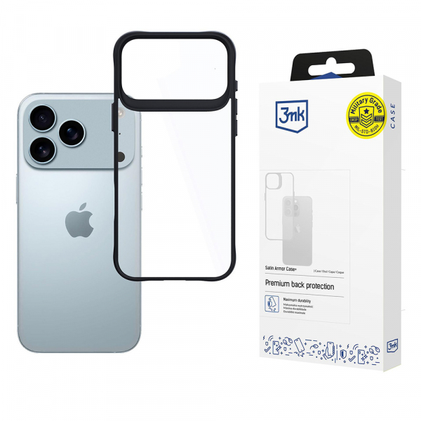 Husa pentru Apple iPhone 17 Pro Max, 3MK, Satin Armor Case+, Neagra