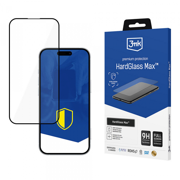 Folie de protectie Ecran 3MK HardGlass Max pentru Apple iPhone 17 Pro, Sticla Securizata, Full Glue, Neagra