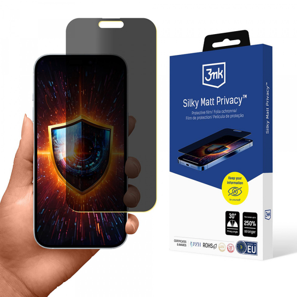 Folie de protectie Ecran Matte Privacy 3MK Silky pentru Apple iPhone 17 Air, Plastic