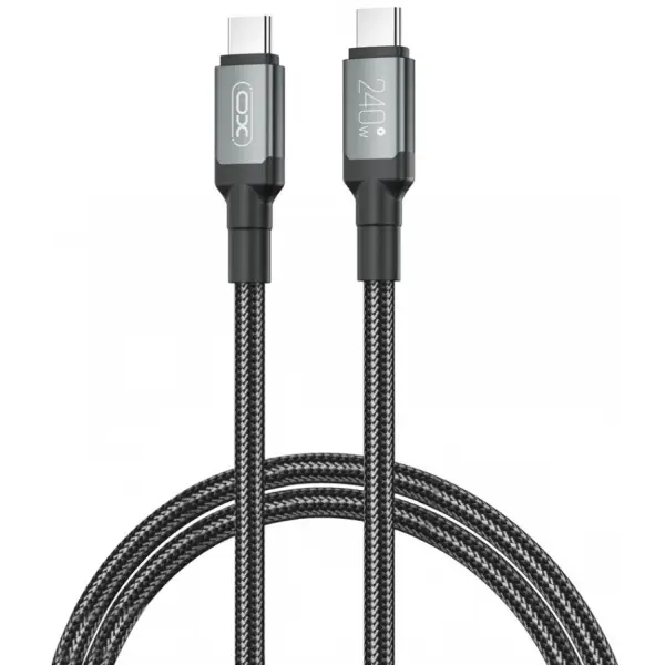Cablu Date si Incarcare USB-C - USB-C XO Design NB-Q264A, 240W, 1m, Negru