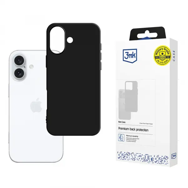Husa pentru Apple iPhone 16, 3MK, Neagra Mata