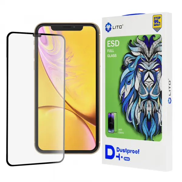 Folie de protectie Ecran Lito D+ Pro Dustproof pentru Apple iPhone 11 / XR, Sticla Securizata, Full Glue, Neagra