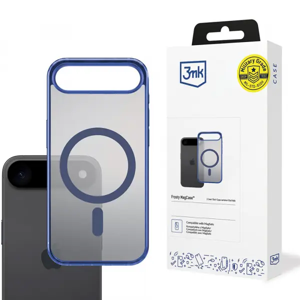 Husa MagSafe pentru Apple iPhone 17 Air, 3MK, Frosty MagCase, Bleu