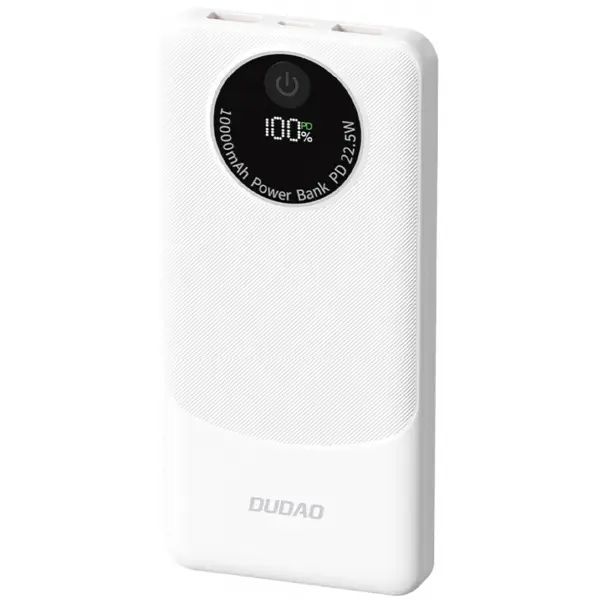 Baterie Externa Dudao K12, 10000mAh, 22.5W, QC + PD, 1 x USB-C - 2 x USB-A, Alba