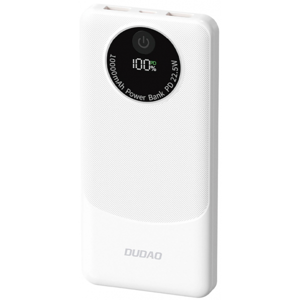 Baterie Externa Dudao K12, 10000mAh, 22.5W, QC + PD, 1 x USB-C - 2 x USB-A, Alba
