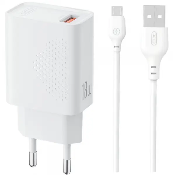 Incarcator Retea Cu Cablu microUSB XO Design L159, 18W, 3A, 1 x USB-A, Alb