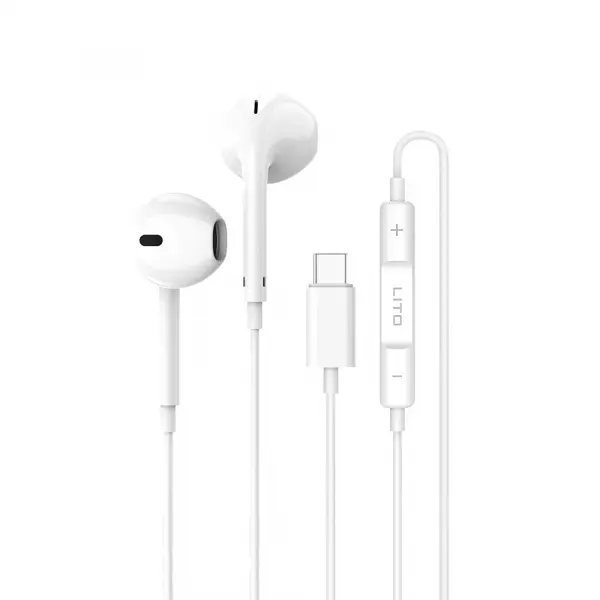 Handsfree USB-C Lito LF01T, Alb