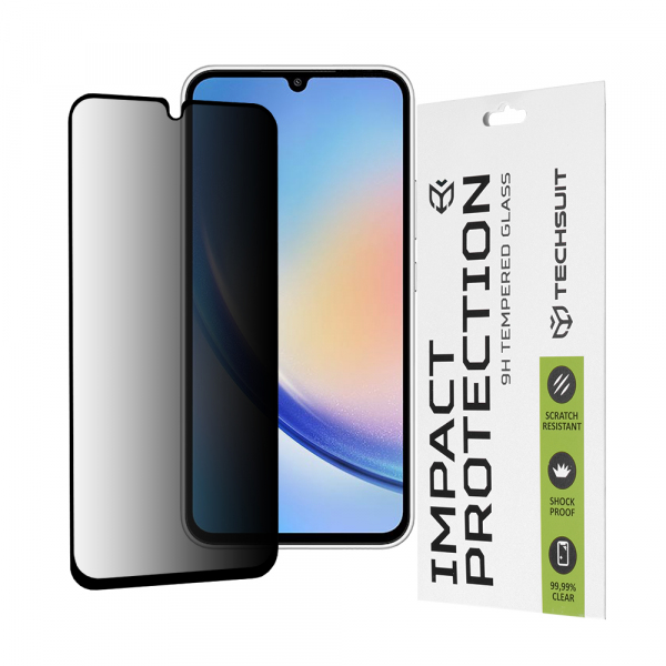 Folie de protectie Ecran Privacy Techsuit pentru Samsung Galaxy A34 A346, Sticla Securizata, Full Glue, 111D