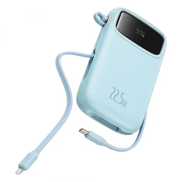 Baterie Externa Baseus Qpow Pro+, 10000mAh, 22.5W, QC + PD, 1 x Lightning - 1 x USB-A - 2 x USB-C, Albastra P10055003313-00