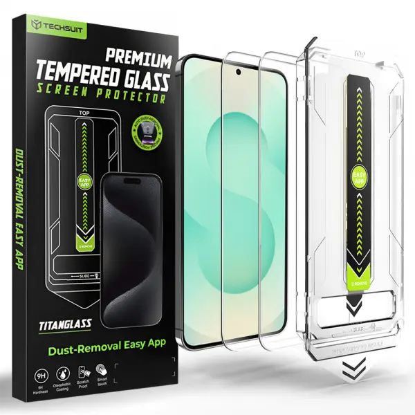 Folie de protectie Ecran Techsuit TitanGlass CrystalHD pentru Samsung Galaxy S26 Plus S947, Sticla Securizata, Full Glue, Set 2 bucati