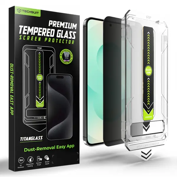 Folie de protectie Ecran Privacy Techsuit TitanGlass CrystalHD pentru Samsung Galaxy S26 Plus S947, Sticla Securizata, Full Glue