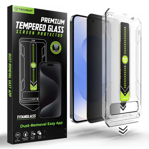 Folie de protectie Ecran Privacy Techsuit TitanGlass CrystalHD pentru Samsung Galaxy S26 S942, Sticla Securizata, Full Glue