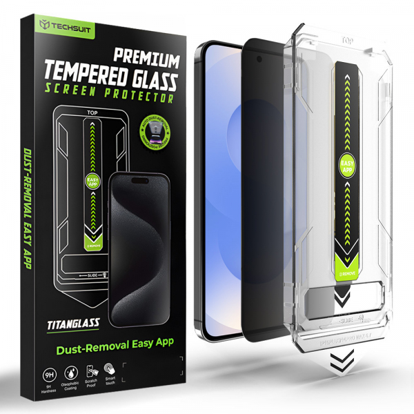 Folie de protectie Ecran Privacy Techsuit TitanGlass CrystalHD pentru Samsung Galaxy S26 S942, Sticla Securizata, Full Glue