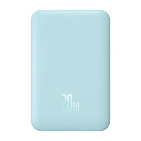 Baterie Externa Wireless Baseus Magnetic Mini, 10000mAh, 20W, PD + FQI, 1 x QI - 1 x USB-C, Albastra PPCX110103