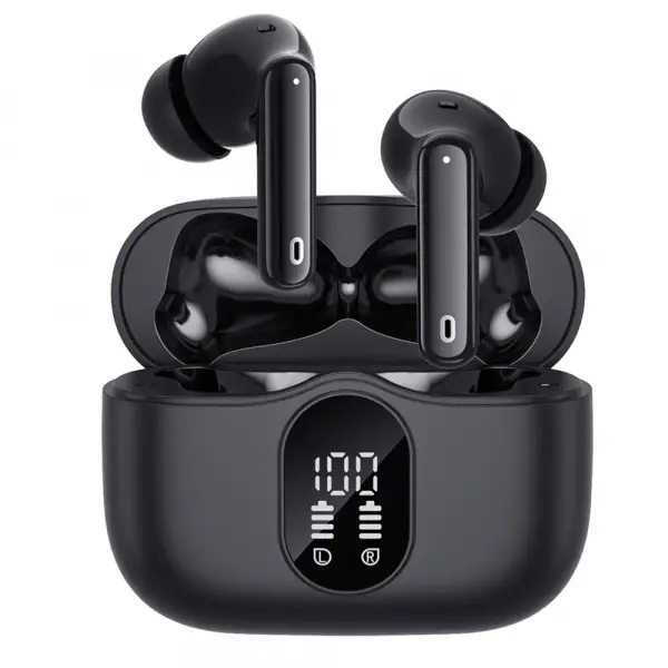 Handsfree Bluetooth Techsuit CW3 WaveBeat 100, TWS, ANC, Negru