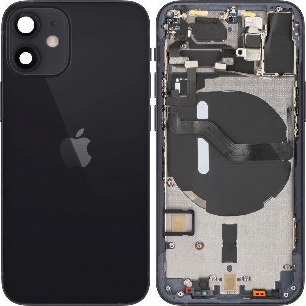 Capac Baterie Apple iPhone 12 mini, Cu Carcasa Mijloc, Negru, Swap