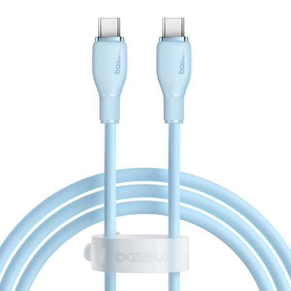 Cablu Date si Incarcare USB-C - USB-C Baseus Pudding, 100W, 1.2m, Albastru P10355702311-00