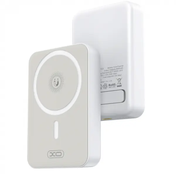Baterie Externa Wireless XO Design PR231, 10000mAh, 20W, PD + FQI, 1 x QI - 1 x USB-C, Alba