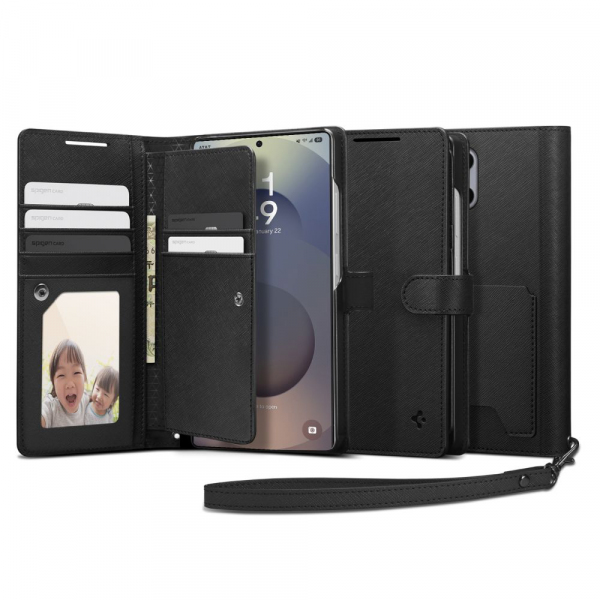 Husa pentru Samsung Galaxy S25 Ultra S938, Spigen, Wallet S, Neagra ACS09124