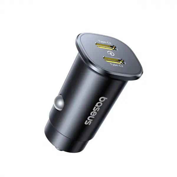 Incarcator Auto Baseus GoTrip, 30W, 3A, 2 x USB-C, Negru