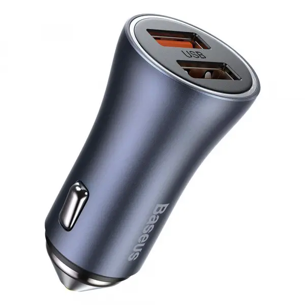 Incarcator Auto cu Cablu USB-C Baseus Golden Contactor Pro Dual, 40W, 3A, 2 x USB-A, Gri TZCCJD-A0G